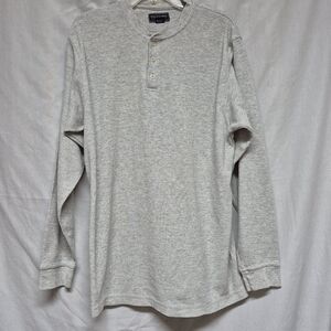 Britches Mens Light Gray Long Sleeve Henley Tee Cotton Blend 3 Button Large A3